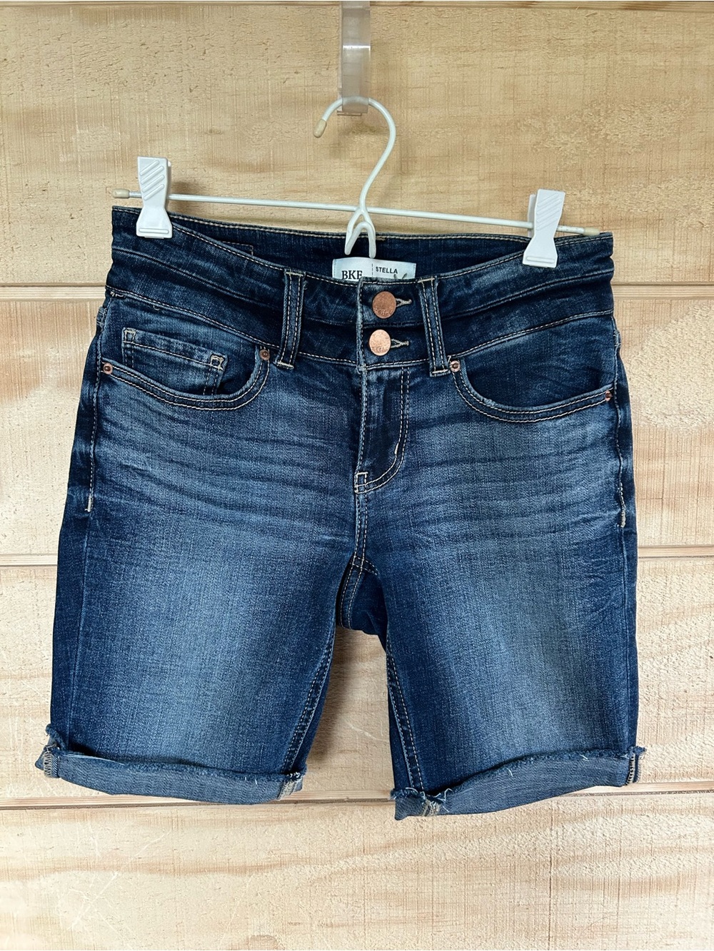 BKE Stella Dark Wash Denim Bermuda Shorts - Dark Blue Size 26